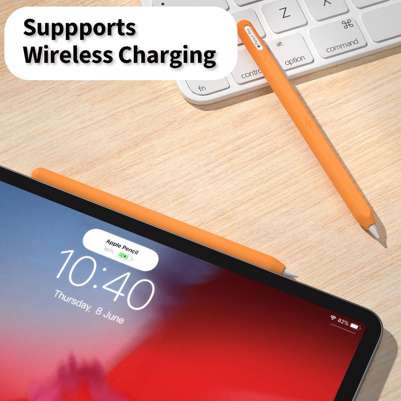 AKSHFETH Ultra Thin Protective Pencil Cover for Apple Pencil Pro &Apple Pencil 2nd Gen Silicone Case Sleeve Soft Durable Silicone Cover(Orange) - Image 4